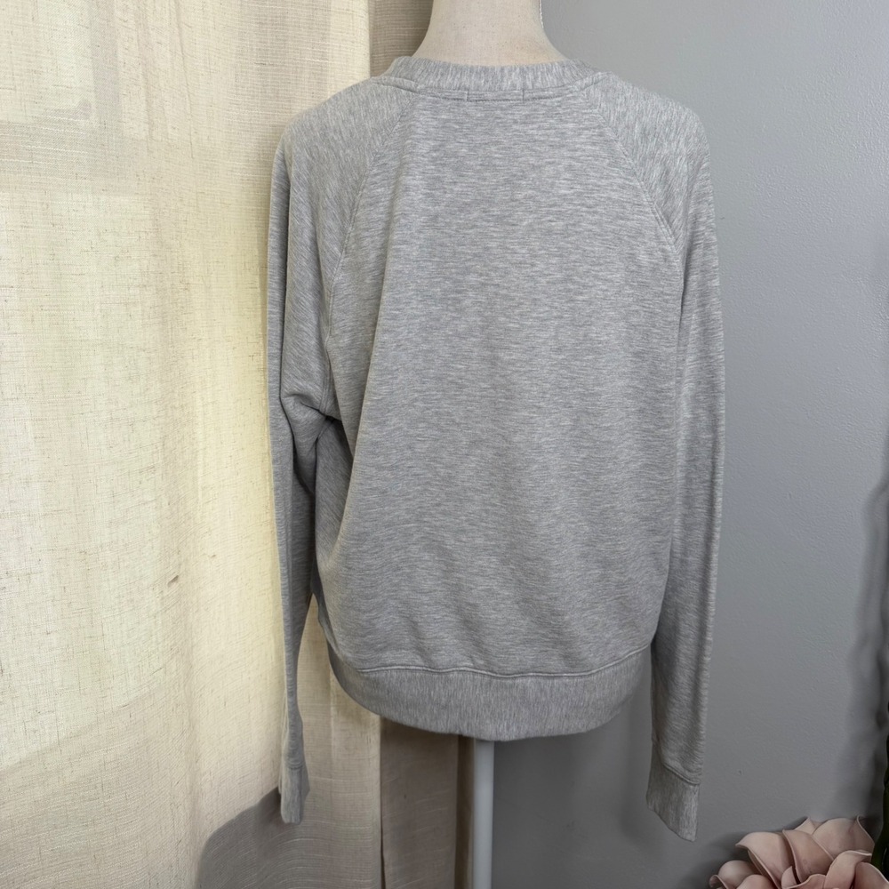 Quince SuperSoft Fleece Sweater Crew Raglan Heather Grey Women's Size Medium M - Picture 2 of 8